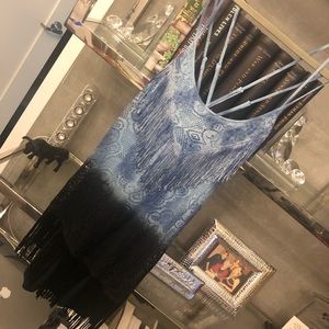 Free people blue fringe dress